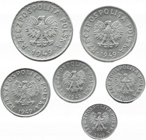 People's Republic of Poland, flight of aluminum coins 1949, Kremnica