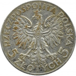 II RP, Głowa Kobiety, 5 złotych 1932 ze znakiem mennicy, Warszawa