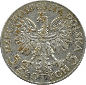 II RP, Głowa Kobiety, 5 złotych 1932 ze znakiem mennicy, Warszawa