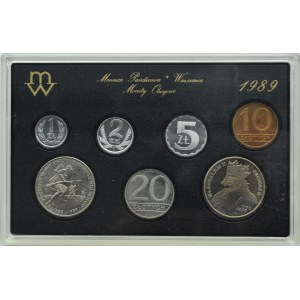 PRL, polskie monety obiegowe, 1-100 złotych 1989, Warszawa, UNC