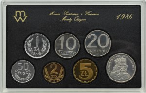 PRL, Polish circulation coins, 50 groszy-100 zloty 1986, Warsaw, UNC