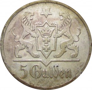 Wolne Miasto Gdańsk, 5 guldenów 1923, Kościół Mariacki, Utrecht