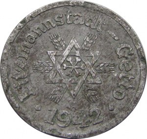 Ghetto Lodz, 10 fenig 1942, TYPE I, Lodz, RARE