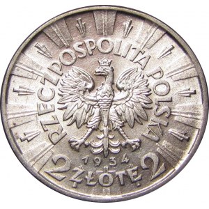 II RP, J. Piłsudski, 2 złote 1934, Warszawa, UNC