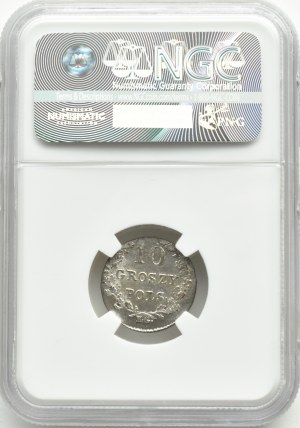 Powstanie Listopadowe, 10 groszy 1831 K.G., łapy orła zgięte, NGC MS63