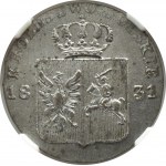 Powstanie Listopadowe, 10 groszy 1831 K.G., łapy orła zgięte, NGC MS63