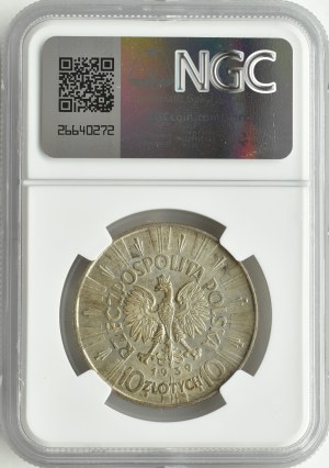 II RP, Jozef Pilsudski, 10 zloty 1939, Warsaw, NGC AU58