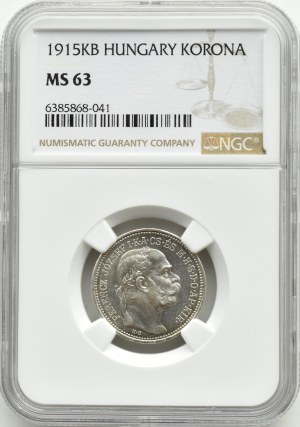 Austria-Hungary, Franz Joseph I, crown 1915 KB, Kremnica, NGC MS63