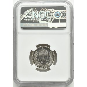 Austro-Węgry, Franciszek Józef I, korona 1915 KB, Kremnica, NGC MS63