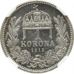 Austro-Węgry, Franciszek Józef I, korona 1915 KB, Kremnica, NGC MS63