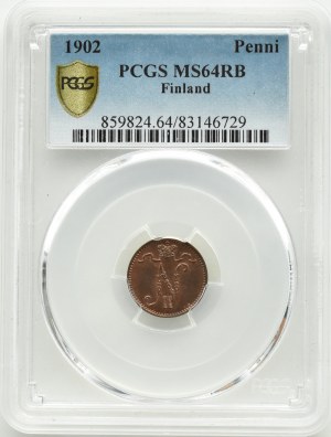 Finland/Russia, Nicholas II, 1 penni 1902, Helsinki, PCGS MS64RB