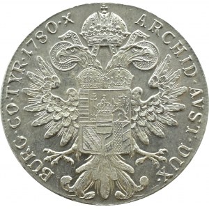 Austria, Maria Teresa, talar 1780, Wiedeń, nowe bicie, stempel zwykły, UNC