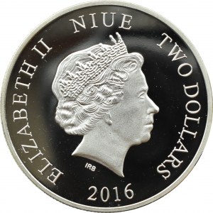 Niue, Elizabeth II, $2 2016, Zebras, UNC