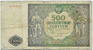 RP, 500 zloty 1946, Dx replacement series, Warsaw, RARE