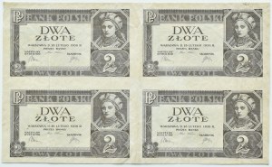 II RP, uncut foursome 2 gold 1936, no series letter