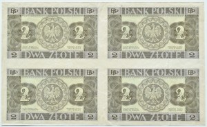 II RP, uncut foursome 2 gold 1936, no series letter