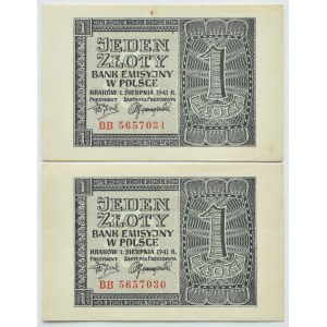 General Government, lot 1 zloty 1941 consecutive numbers, series BB, Cracow