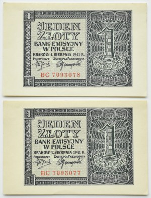 General Government, lot 1 gold 1941 consecutive numbers, BC series, Krakow
