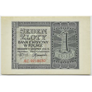Generalna Gubernia, 1 złoty 1941, seria AC, Kraków
