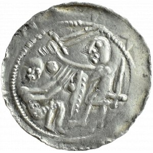 Władysław II Wygnaniec (1138-1146), denar - Orzeł i Zając, KRZYŻ, KULA, MIECZ I MACZUGA, Kraków, PIĘKNY