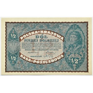 II RP, 1/2 marki 1920, Warszawa, UNC