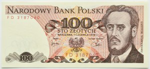People's Republic of Poland, L. Waryński, 100 gold 1979, FD series, UNC REALLY RARE (L5)