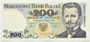 PRL, J. Dabrowski, 200 gold 1982, CN series, UNC REALLY RARE (L5)