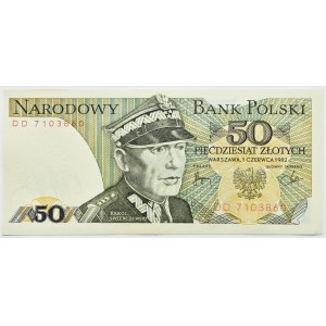 PRL, gen. K. Świerczewski, 50 złotych 1982, seria DD, UNC