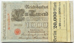 Germany, Empire, 1000 marks 1910, series M, BANK PACKAGE