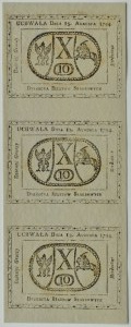 Museum of Papermaking Duszniki Zdrój, REPLICATION of a 3 X 10 penny 1794 