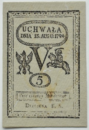 Museum of Papermaking Duszniki Zdrój, REPLICATION of a 5 penny bill 1794