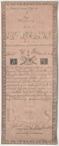 Museum of Papermaking Duszniki Zdrój, REPLICATION of a 5 zloty bill 1794