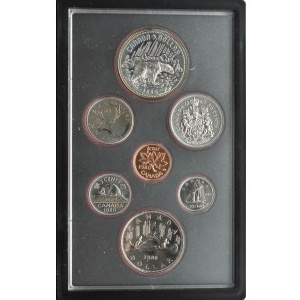 Kanada, oryginalny set monet 1980 w etui i pudełku, PROOF, Ottawa