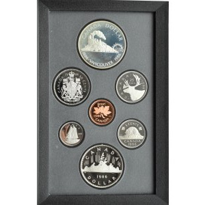 Kanada, oryginalny set monet 1986 w etui i pudełku, PROOF, Ottawa