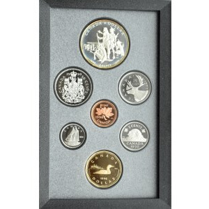 Kanada, oryginalny set monet 1990 w etui i plastikowym pudełku, PROOF, Ottawa