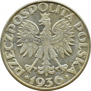 II RP, Sailboat, 5 zloty 1936, Warsaw, BEAUTIFUL