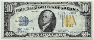 USA, Yellow Seal North Africa Silver Certificate, $10 1934, Series B/A, Julian & Morgenthau