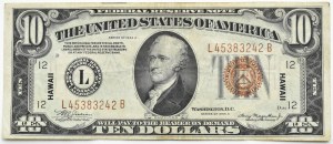 USA, Hawaii, $10 1934, Hawaii, L/B series, Julian & Morgenthau, RARE