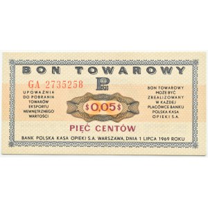 PRL, PeWeX, 5 centów 1969, seria GA