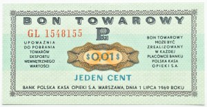 PRL, PeWeX, 1 cent 1969, GL series, UNC