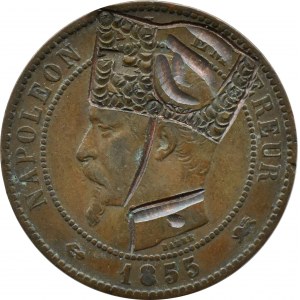 Francja-Cesarstwo, Napoleon III Bonaparte, 10 centimes 1855 D, Lyon, PRZERABIANY