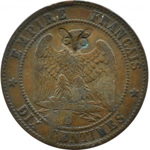 Francja-Cesarstwo, Napoleon III Bonaparte, 10 centimes 1855 D, Lyon, PRZERABIANY