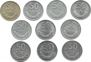 PRL, lot of 50 pennies 1949-1974, Kremnica/Warsaw, RARE ANNIVERSARY