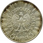 II RP, Józef Piłsudski, 5 złotych 1938, Warszawa, PIĘKNE