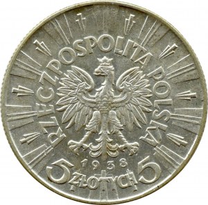 II RP, Jozef Pilsudski, 5 zloty 1938, Warsaw