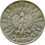 II RP, Józef Piłsudski, 5 złotych 1938, Warszawa