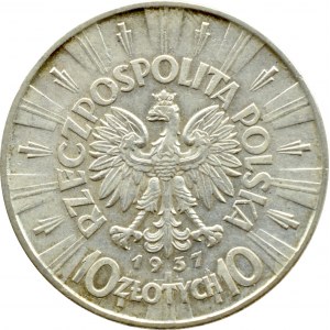 II RP, Józef Piłsudski, 10 złotych 1937, Warszawa