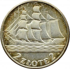 II RP, Sailboat, 2 zloty 1936, Warsaw, BEAUTIFUL