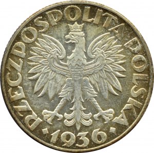 II RP, Sailboat, 2 zloty 1936, Warsaw, BEAUTIFUL