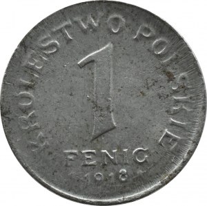 Kingdom of Poland, 1 fenig 1918 FF, Stuttgart, rare variety minted with the stamp of the year 1917